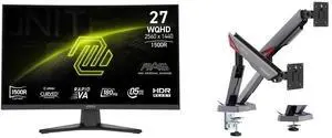 MSI 27" Gaming Monitor 2560x1440 180Hz VA WQHD 0.50ms FreeSync MAG 275CQF E18 & MSI MPG MT161DR RGB Dual Monitor Stand, 17-38" VESA, Adjustable, 35.2 lbs/screen, Clamp & Grommet, Quick Release - Black MSI 27" Gaming Monitor 2560x1440 180Hz VA WQHD 0.50ms FreeSync MAG 275CQF E18 & MSI MPG MT161DR RGB Dual Monitor Stand, 17-38" VESA, Adjustable, 35.2 lbs/screen, Clamp & Grommet, Quick Release - Black
