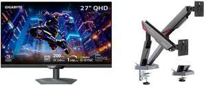 GIGABYTE 27" QHD 2K 200Hz Gaming Monitor, AMD FreeSync & G-SYNC, 1ms HDR400, USB-C, Adjustable Stand M27Q2 SA MSI MPG MT161DR - RGB Dual Monitor Stand, 17-38" VESA, 35.2 lbs Capacity, Clamp & Grommet, Quick Release - Black GIGABYTE 27" QHD 2K 200Hz Gaming Monitor, AMD FreeSync & G-SYNC, 1ms HDR400, USB-C, Adjustable Stand M27Q2 SA MSI MPG MT161DR - RGB Dual Monitor Stand, 17-38" VESA, 35.2 lbs Capacity, Clamp & Grommet, Quick Release - Black