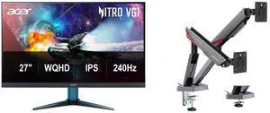 Acer Nitro 27" WQHD 240HZ IPS 0.5ms AMD FreeSync Premium HDR400 Gaming Monitor VG272U W2BMIIPX with Speakers + MSI MPG MT161DR RGB Dual Monitor Stand, 17-38" Support, VESA Compatible, Adjustable, 35.2 lbs Capacity, Clamp & Grommet, Black Acer Nitro 27" WQHD 240HZ IPS 0.5ms AMD FreeSync Premium HDR400 Gaming Monitor VG272U W2BMIIPX with Speakers + MSI MPG MT161DR RGB Dual Monitor Stand, 17-38" Support, VESA Compatible, Adjustable, 35.2 lbs Capacity, Clamp & Grommet, Black