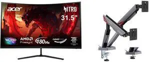 Acer Nitro 32" WQHD 1440P 180hz 1ms 1000R Curved Gaming Monitor ED323QU P1bmiipx with AMD FreeSync, MSI MPG MT161DR RGB Dual Monitor Stand, 17-38" Support, VESA Compatible, Adjustable, 35.2 lbs Capacity, Clamp & Grommet, Quick Release - Bla Acer Nitro 32" WQHD 1440P 180hz 1ms 1000R Curved Gaming Monitor ED323QU P1bmiipx with AMD FreeSync, MSI MPG MT161DR RGB Dual Monitor Stand, 17-38" Support, VESA Compatible, Adjustable, 35.2 lbs Capacity, Clamp & Grommet, Quick Release - Bla