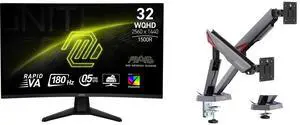 MSI 32" WQHD 1440P 180Hz AMD FreeSync 0.5ms HDR400 101% sRGB Curved Gaming Monitor MAG 32CQ6F & MSI MPG MT161DR RGB Dual Monitor Stand, 17-38" VESA, Adjustable, 35.2 lbs/screen, Clamp & Grommet, Quick Release - Black MSI 32" WQHD 1440P 180Hz AMD FreeSync 0.5ms HDR400 101% sRGB Curved Gaming Monitor MAG 32CQ6F & MSI MPG MT161DR RGB Dual Monitor Stand, 17-38" VESA, Adjustable, 35.2 lbs/screen, Clamp & Grommet, Quick Release - Black