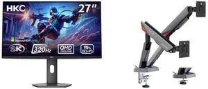 HKC G27M5 27" QD-Mini LED Gaming Monitor: 1440p, 320Hz, IPS, HDR1400, 1152-Zone, 1ms, DCI-P3 98%, Height Adjustable, DP 1.4, HDMI 2.1, Adaptive Sync. MSI MPG MT161DR Stand: RGB, 17-38" Support, VESA, 35.2 lbs, Clamp & Grommet, Quick Release HKC G27M5 27" QD-Mini LED Gaming Monitor: 1440p, 320Hz, IPS, HDR1400, 1152-Zone, 1ms, DCI-P3 98%, Height Adjustable, DP 1.4, HDMI 2.1, Adaptive Sync. MSI MPG MT161DR Stand: RGB, 17-38" Support, VESA, 35.2 lbs, Clamp & Grommet, Quick Release