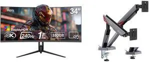 ABS 34" Ultrawide UWQHD 2K 1440P 240Hz AMD FreeSync 1ms HDR400 1500R Curved Gaming Monitor, Height Adjustable Stand GQ341NE, MSI MPG MT161DR RGB Dual Monitor Stand, 17-38" Support, VESA Compatible, 35.2 lbs Capacity, Clamp & Grommet, Quick ABS 34" Ultrawide UWQHD 2K 1440P 240Hz AMD FreeSync 1ms HDR400 1500R Curved Gaming Monitor, Height Adjustable Stand GQ341NE, MSI MPG MT161DR RGB Dual Monitor Stand, 17-38" Support, VESA Compatible, 35.2 lbs Capacity, Clamp & Grommet, Quick