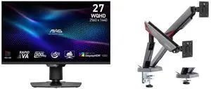 MSI 27" QHD 2K 1440P 300Hz Adaptive Sync 0.5ms HDR1000 Mini LED Gaming Monitor with Adjustable Stand MAG 274QPF X30MV, plus MSI MPG MT161DR RGB Dual Monitor Stand, 17-38" Support, VESA Compatible, 35.2 lbs Capacity, Black MSI 27" QHD 2K 1440P 300Hz Adaptive Sync 0.5ms HDR1000 Mini LED Gaming Monitor with Adjustable Stand MAG 274QPF X30MV, plus MSI MPG MT161DR RGB Dual Monitor Stand, 17-38" Support, VESA Compatible, 35.2 lbs Capacity, Black