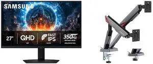 SAMSUNG Odyssey G6 27" QHD 1440P 350Hz IPS Gaming Monitor, FreeSync & G-Sync, 1ms HDR400, Adjustable Stand LS27FG60DENXZA + MSI MPG MT161DR RGB Dual Monitor Stand, 17-38" Support, VESA, 35.2 lbs Capacity, Clamp & Grommet, Quick Release - Bl SAMSUNG Odyssey G6 27" QHD 1440P 350Hz IPS Gaming Monitor, FreeSync & G-Sync, 1ms HDR400, Adjustable Stand LS27FG60DENXZA + MSI MPG MT161DR RGB Dual Monitor Stand, 17-38" Support, VESA, 35.2 lbs Capacity, Clamp & Grommet, Quick Release - Bl