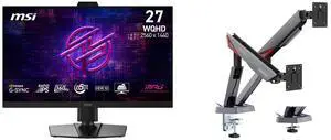 MSI 27" WQHD 2K 1440P 360Hz IPS NVIDIA G-SYNC 0.5ms HDR10 Gaming Monitor, PS5 & Xbox Compatible, Adjustable Stand MPG 272QRF X36 + MSI MPG MT161DR RGB Dual Monitor Stand, 17-38" Support, VESA Compatible, 35.2 lbs Capacity, Black MSI 27" WQHD 2K 1440P 360Hz IPS NVIDIA G-SYNC 0.5ms HDR10 Gaming Monitor, PS5 & Xbox Compatible, Adjustable Stand MPG 272QRF X36 + MSI MPG MT161DR RGB Dual Monitor Stand, 17-38" Support, VESA Compatible, 35.2 lbs Capacity, Black
