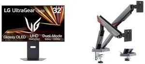 LG UltraGear 32" UHD 4K 165Hz 330Hz AMD FreeSync Pro & G-Sync HDR400 OLED Gaming Monitor, Adjustable Stand 32GX850A-B MSI MPG MT161DR RGB Dual Monitor Stand, 17-38" Support, VESA, Spring Mount, 35.2 lbs Capacity, Clamp & Grommet, Quick Rele LG UltraGear 32" UHD 4K 165Hz 330Hz AMD FreeSync Pro & G-Sync HDR400 OLED Gaming Monitor, Adjustable Stand 32GX850A-B MSI MPG MT161DR RGB Dual Monitor Stand, 17-38" Support, VESA, Spring Mount, 35.2 lbs Capacity, Clamp & Grommet, Quick Rele