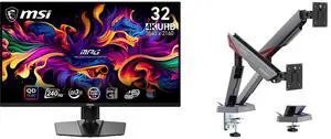 MSI 32" UHD 4K 240Hz Nvidia G-Sync 0.03ms 90W USB-C OLED Gaming Monitor, Height Adjustable & Swivel Stand MPG 321URX QD-OLED, MSI MPG MT161DR RGB Dual Monitor Stand, 17-38" Support, VESA, 35.2 lbs Capacity, Clamp & Grommet, Quick Release - MSI 32" UHD 4K 240Hz Nvidia G-Sync 0.03ms 90W USB-C OLED Gaming Monitor, Height Adjustable & Swivel Stand MPG 321URX QD-OLED, MSI MPG MT161DR RGB Dual Monitor Stand, 17-38" Support, VESA, 35.2 lbs Capacity, Clamp & Grommet, Quick Release -