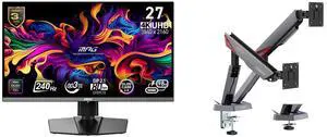 MSI 27" UHD 4K 240Hz Gaming Monitor, FreeSync & G-Sync, HDR400, USB-C, Adjustable Stand MPG 272URX QD-OLED & MSI MPG MT161DR Dual Monitor Stand, 17-38" Support, VESA, 35.2 lbs Capacity, Clamp & Grommet, Quick Release - Black MSI 27" UHD 4K 240Hz Gaming Monitor, FreeSync & G-Sync, HDR400, USB-C, Adjustable Stand MPG 272URX QD-OLED & MSI MPG MT161DR Dual Monitor Stand, 17-38" Support, VESA, 35.2 lbs Capacity, Clamp & Grommet, Quick Release - Black