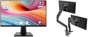 MSI 22" Full HD 120Hz Adaptive Sync 1ms Monitor with VGA for work/gaming PRO MP225 E12VL + MSI MAG MT201D Dual Monitor Stand, 17-45" Support, VESA, Adjustable, 44 lbs/screen, Clamp & Grommet, Quick Release - Black MSI 22" Full HD 120Hz Adaptive Sync 1ms Monitor with VGA for work/gaming PRO MP225 E12VL + MSI MAG MT201D Dual Monitor Stand, 17-45" Support, VESA, Adjustable, 44 lbs/screen, Clamp & Grommet, Quick Release - Black
