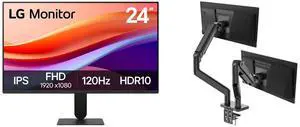 LG 24" Full HD 120Hz IPS 1ms MBR HDR10 Monitor for work & gaming 24U411A-B MSI MAG MT201D Dual Monitor Stand, 17-45" Support, VESA Compatible, Adjustable, 44 lbs Capacity, Clamp & Grommet, Quick Release - Black LG 24" Full HD 120Hz IPS 1ms MBR HDR10 Monitor for work & gaming 24U411A-B MSI MAG MT201D Dual Monitor Stand, 17-45" Support, VESA Compatible, Adjustable, 44 lbs Capacity, Clamp & Grommet, Quick Release - Black