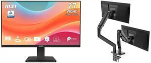 MSI 27" QHD 1440P 75Hz IPS Monitor with phone stand PRO MP273Q E7 & MSI MAG MT201D Dual Monitor Stand, 17-45" Support, VESA Compatible, Adjustable, 44 lbs per Screen, Clamp & Grommet, Quick Release - Black MSI 27" QHD 1440P 75Hz IPS Monitor with phone stand PRO MP273Q E7 & MSI MAG MT201D Dual Monitor Stand, 17-45" Support, VESA Compatible, Adjustable, 44 lbs per Screen, Clamp & Grommet, Quick Release - Black