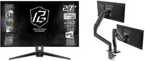 ASRock Phantom Gaming 27" FHD 240Hz IPS 1ms Monitor PG27FFS1A, AMD FreeSync Premium. MSI MAG MT201D Dual Monitor Stand, 17-45" Support, VESA Compatible, Adjustable, 44 lbs Capacity, Clamp & Grommet, Quick Release - Black ASRock Phantom Gaming 27" FHD 240Hz IPS 1ms Monitor PG27FFS1A, AMD FreeSync Premium. MSI MAG MT201D Dual Monitor Stand, 17-45" Support, VESA Compatible, Adjustable, 44 lbs Capacity, Clamp & Grommet, Quick Release - Black