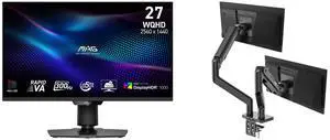 MSI 27" QHD 2K 1440P 300Hz Adaptive Sync 0.5ms HDR1000 Mini LED Gaming Monitor with Adjustable Stand MAG 274QPF X30MV + MSI MAG MT201D Dual Monitor Stand, 17-45" Support, VESA Compatible, 44 lbs Capacity, Black MSI 27" QHD 2K 1440P 300Hz Adaptive Sync 0.5ms HDR1000 Mini LED Gaming Monitor with Adjustable Stand MAG 274QPF X30MV + MSI MAG MT201D Dual Monitor Stand, 17-45" Support, VESA Compatible, 44 lbs Capacity, Black