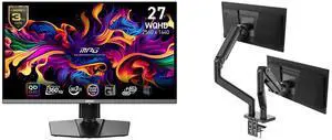 MSI 27" WQHD 2K 1440P 360Hz AMD FreeSync Pro 0.03ms HDR400 USB-C OLED Gaming Monitor with Adjustable Stand MPG 271QRX QD-OLED + MSI MAG MT201D Dual Monitor Stand, 17-45" Support, VESA Compatible, 44 lbs Capacity, Clamp & Grommet, Black MSI 27" WQHD 2K 1440P 360Hz AMD FreeSync Pro 0.03ms HDR400 USB-C OLED Gaming Monitor with Adjustable Stand MPG 271QRX QD-OLED + MSI MAG MT201D Dual Monitor Stand, 17-45" Support, VESA Compatible, 44 lbs Capacity, Clamp & Grommet, Black