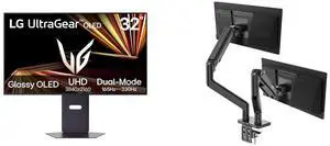 LG UltraGear 32" UHD 4K 165Hz 330Hz AMD FreeSync & G-Sync HDR400 OLED Gaming Monitor, Adjustable Stand 32GX850A-B MSI MAG MT201D Dual Monitor Stand, 17-45" Support, VESA Compatible, 44 lbs Capacity, Clamp & Grommet, Quick Release - Black LG UltraGear 32" UHD 4K 165Hz 330Hz AMD FreeSync & G-Sync HDR400 OLED Gaming Monitor, Adjustable Stand 32GX850A-B MSI MAG MT201D Dual Monitor Stand, 17-45" Support, VESA Compatible, 44 lbs Capacity, Clamp & Grommet, Quick Release - Black