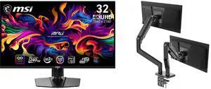 MSI 32" UHD 4K 240Hz Nvidia G-Sync 0.03ms 90W USB-C OLED Gaming Monitor, Height Adjustable & Swivel Stand MPG 321URX QD-OLED + MSI MAG MT201D Dual Monitor Stand, 17-45" Support, VESA, 44 lbs Capacity, Clamp & Grommet, Quick Release - Black MSI 32" UHD 4K 240Hz Nvidia G-Sync 0.03ms 90W USB-C OLED Gaming Monitor, Height Adjustable & Swivel Stand MPG 321URX QD-OLED + MSI MAG MT201D Dual Monitor Stand, 17-45" Support, VESA, 44 lbs Capacity, Clamp & Grommet, Quick Release - Black