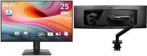 MSI 25" Full HD 120Hz IPS Monitor, 1ms, Less Blue Light, Anti-Flicker, Anti-Glare, Built-In Speakers, with Phone Stand. Includes MSI MAG MT201 Monitor Stand, Supports 17-49" Screens, 44 lbs, VESA, Adjustable, Clamp & Grommet, Quick Release MSI 25" Full HD 120Hz IPS Monitor, 1ms, Less Blue Light, Anti-Flicker, Anti-Glare, Built-In Speakers, with Phone Stand. Includes MSI MAG MT201 Monitor Stand, Supports 17-49" Screens, 44 lbs, VESA, Adjustable, Clamp & Grommet, Quick Release