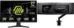 MSI 27" Full HD 200Hz IPS Gaming Monitor MAG274F with Adaptive-Sync, 0.5ms, HDR Ready, Ai Vision. Includes MSI MAG MT201 Stand, supports 17-49" screens, 44 lbs, VESA compatible, adjustable mount, clamp & grommet, quick release - Black MSI 27" Full HD 200Hz IPS Gaming Monitor MAG274F with Adaptive-Sync, 0.5ms, HDR Ready, Ai Vision. Includes MSI MAG MT201 Stand, supports 17-49" screens, 44 lbs, VESA compatible, adjustable mount, clamp & grommet, quick release - Black
