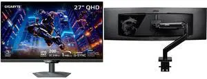 GIGABYTE 27" QHD 1440P 200Hz FreeSync & G-SYNC 1ms HDR400 KVM USB-C HUB Gaming Monitor, Adjustable Stand M27Q2 SA MSI MAG MT201 - Heavy Duty Monitor Stand, Supports 17-49" Screens, 44 lbs, VESA, Adjustable Mount, Clamp & Grommet, Quick Rele GIGABYTE 27" QHD 1440P 200Hz FreeSync & G-SYNC 1ms HDR400 KVM USB-C HUB Gaming Monitor, Adjustable Stand M27Q2 SA MSI MAG MT201 - Heavy Duty Monitor Stand, Supports 17-49" Screens, 44 lbs, VESA, Adjustable Mount, Clamp & Grommet, Quick Rele