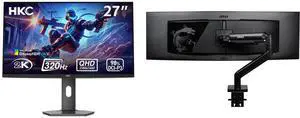 HKC G27M5 27" QD-Mini LED Gaming Monitor 1440p 320Hz IPS HDR1400 1152-Zone 1ms DCI-P3 98% Height Adjustable DP 1.4 HDMI 2.1 Adaptive Sync + MSI MAG MT201 Stand, Supports 17-49" Screens, 44 lbs, VESA, Adjustable, Clamp & Grommet, Quick Relea HKC G27M5 27" QD-Mini LED Gaming Monitor 1440p 320Hz IPS HDR1400 1152-Zone 1ms DCI-P3 98% Height Adjustable DP 1.4 HDMI 2.1 Adaptive Sync + MSI MAG MT201 Stand, Supports 17-49" Screens, 44 lbs, VESA, Adjustable, Clamp & Grommet, Quick Relea