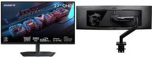 GIGABYTE 27" QHD 2K 280Hz OLED Gaming Monitor, FreeSync & G-Sync, 0.03ms, Adjustable Stand MO27Q2A SA1. MSI MAG MT201 Monitor Stand, Supports 17-49" Screens, 44 lbs, VESA, Adjustable Mount, Clamp & Grommet, Quick Release - Black GIGABYTE 27" QHD 2K 280Hz OLED Gaming Monitor, FreeSync & G-Sync, 0.03ms, Adjustable Stand MO27Q2A SA1. MSI MAG MT201 Monitor Stand, Supports 17-49" Screens, 44 lbs, VESA, Adjustable Mount, Clamp & Grommet, Quick Release - Black