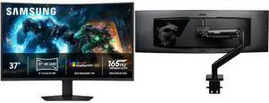 SAMSUNG Odyssey G75F 37" UHD 4K 165Hz 1ms HDR600 Curved Gaming Monitor with Adjustable Stand LS37FG75DENXZA MSI MAG MT201 Heavy Duty Single Monitor Stand Arm, Supports 17-49" Screens, 44 lbs, VESA Compatible, Adjustable Mount, Black SAMSUNG Odyssey G75F 37" UHD 4K 165Hz 1ms HDR600 Curved Gaming Monitor with Adjustable Stand LS37FG75DENXZA MSI MAG MT201 Heavy Duty Single Monitor Stand Arm, Supports 17-49" Screens, 44 lbs, VESA Compatible, Adjustable Mount, Black