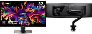 MSI 32" 240Hz QD-OLED Gaming Monitor, FreeSync Premium Pro, G-Sync, DCI-P3 97%, Earphone out, 2x HDMI 2.1, DP 1.4a, USB-C PD 15W, MAG 321UP QD-OLED X24, with MSI MAG MT201 Stand, supports 17-49" screens, 44 lbs, VESA, adjustable, black MSI 32" 240Hz QD-OLED Gaming Monitor, FreeSync Premium Pro, G-Sync, DCI-P3 97%, Earphone out, 2x HDMI 2.1, DP 1.4a, USB-C PD 15W, MAG 321UP QD-OLED X24, with MSI MAG MT201 Stand, supports 17-49" screens, 44 lbs, VESA, adjustable, black