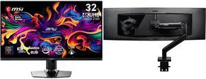 MSI 32" UHD 4K 240Hz HDR500 OLED Gaming Monitor with Adjustable Stand MPG 322UR QD-OLED X24 + MSI MAG MT201 Heavy Duty Monitor Stand, Supports 17-49" Screens, 44 lbs, VESA Compatible, Adjustable Mount, Clamp & Grommet, Quick Release - Black MSI 32" UHD 4K 240Hz HDR500 OLED Gaming Monitor with Adjustable Stand MPG 322UR QD-OLED X24 + MSI MAG MT201 Heavy Duty Monitor Stand, Supports 17-49" Screens, 44 lbs, VESA Compatible, Adjustable Mount, Clamp & Grommet, Quick Release - Black
