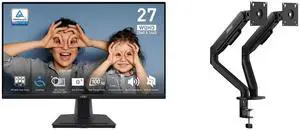 MSI 27" WQHD 1440P 100Hz IPS Monitor with Adaptive Sync, 1ms, Speakers, Phone Slot Stand for Work & Gaming. Includes MSI MAG MT101DG Dual Monitor Stand, Supports 17-32" Screens, 22 lbs, VESA, Adjustable Gas Spring, Clamp & Grommet, Black MSI 27" WQHD 1440P 100Hz IPS Monitor with Adaptive Sync, 1ms, Speakers, Phone Slot Stand for Work & Gaming. Includes MSI MAG MT101DG Dual Monitor Stand, Supports 17-32" Screens, 22 lbs, VESA, Adjustable Gas Spring, Clamp & Grommet, Black