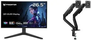 Acer Predator 27" WQHD 240Hz OLED Gaming Monitor, Height Adjustable Stand X27U W1bmiipprx. MSI MAG MT101DG Dual Monitor Stand, Supports 17-32" Screens, 22 lbs, VESA Compatible, Adjustable Gas Spring, Clamp & Grommet, Quick Release - Black Acer Predator 27" WQHD 240Hz OLED Gaming Monitor, Height Adjustable Stand X27U W1bmiipprx. MSI MAG MT101DG Dual Monitor Stand, Supports 17-32" Screens, 22 lbs, VESA Compatible, Adjustable Gas Spring, Clamp & Grommet, Quick Release - Black