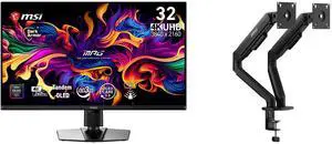 MSI 32" UHD 4K 240Hz HDR500 OLED Gaming Monitor, Adjustable Stand MPG 322UR QD-OLED X24 + MSI MAG MT101DG Dual Monitor Stand, Supports 17-32" Screens, 22 lbs, VESA, Adjustable Gas Spring, Clamp & Grommet, Quick Release - Black MSI 32" UHD 4K 240Hz HDR500 OLED Gaming Monitor, Adjustable Stand MPG 322UR QD-OLED X24 + MSI MAG MT101DG Dual Monitor Stand, Supports 17-32" Screens, 22 lbs, VESA, Adjustable Gas Spring, Clamp & Grommet, Quick Release - Black