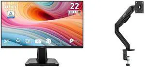 MSI 22" Full HD 120Hz Adaptive Sync 1ms Monitor with VGA for work and gaming PRO MP225 E12VL + MSI MAG MT101G Gas Spring Monitor Stand, Supports 17-32" Screens, 22 lbs, VESA Compatible, Adjustable, Clamp & Grommet, Quick Release - Black MSI 22" Full HD 120Hz Adaptive Sync 1ms Monitor with VGA for work and gaming PRO MP225 E12VL + MSI MAG MT101G Gas Spring Monitor Stand, Supports 17-32" Screens, 22 lbs, VESA Compatible, Adjustable, Clamp & Grommet, Quick Release - Black