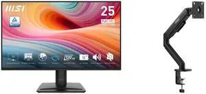 MSI 25" Full HD 120Hz IPS Monitor, 1ms, Less Blue Light, Anti-Flicker, Anti-Glare, Built-In Speakers, Phone Stand PRO MP251 E2 + MSI MAG MT101G Gas Spring Monitor Arm, Supports 17-32" Screens, 22 lbs, VESA, Adjustable, Clamp & Grommet, Blac MSI 25" Full HD 120Hz IPS Monitor, 1ms, Less Blue Light, Anti-Flicker, Anti-Glare, Built-In Speakers, Phone Stand PRO MP251 E2 + MSI MAG MT101G Gas Spring Monitor Arm, Supports 17-32" Screens, 22 lbs, VESA, Adjustable, Clamp & Grommet, Blac