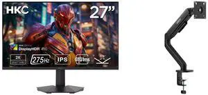 HKC 27" QHD 2K 1440P 275Hz Fast IPS 1ms DIC HDR400 95% DCI-P3 Low Blue Light Gaming Monitor G27H4D + MSI MAG MT101G Gas Spring Monitor Stand, Supports 17-32" Screens, 22 lbs, VESA, Adjustable, Clamp & Grommet, Quick Release - Black HKC 27" QHD 2K 1440P 275Hz Fast IPS 1ms DIC HDR400 95% DCI-P3 Low Blue Light Gaming Monitor G27H4D + MSI MAG MT101G Gas Spring Monitor Stand, Supports 17-32" Screens, 22 lbs, VESA, Adjustable, Clamp & Grommet, Quick Release - Black