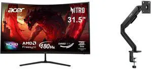Acer Nitro 32" WQHD 1440P 180hz 1ms 1000R Curved Gaming Monitor ED323QU P1bmiipx with AMD FreeSync, MSI MAG MT101G Gas Spring Monitor Stand, Supports 17-32" Screens, 22 lbs, VESA Compatible, Adjustable, Clamp & Grommet, Quick Release - Blac Acer Nitro 32" WQHD 1440P 180hz 1ms 1000R Curved Gaming Monitor ED323QU P1bmiipx with AMD FreeSync, MSI MAG MT101G Gas Spring Monitor Stand, Supports 17-32" Screens, 22 lbs, VESA Compatible, Adjustable, Clamp & Grommet, Quick Release - Blac