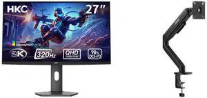 HKC G27M5 27" QD-Mini LED Gaming Monitor 1440p 320Hz IPS HDR1400 1152-Zone 1ms DCI-P3 98% Height Adjustable DP 1.4 HDMI 2.1 Adaptive Sync MSI MAG MT101G Stand Arm, Supports 17-32" Screens, VESA Compatible, Adjustable, Black HKC G27M5 27" QD-Mini LED Gaming Monitor 1440p 320Hz IPS HDR1400 1152-Zone 1ms DCI-P3 98% Height Adjustable DP 1.4 HDMI 2.1 Adaptive Sync MSI MAG MT101G Stand Arm, Supports 17-32" Screens, VESA Compatible, Adjustable, Black
