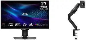 MSI 27" QHD 2K 1440P 300Hz Adaptive Sync 0.5ms HDR1000 Mini LED Gaming Monitor with Adjustable Stand MAG 274QPF X30MV + MSI MAG MT101G Gas Spring Monitor Stand, Supports 17-32" Screens, VESA Compatible, Quick Release - Black MSI 27" QHD 2K 1440P 300Hz Adaptive Sync 0.5ms HDR1000 Mini LED Gaming Monitor with Adjustable Stand MAG 274QPF X30MV + MSI MAG MT101G Gas Spring Monitor Stand, Supports 17-32" Screens, VESA Compatible, Quick Release - Black