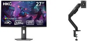 HKC 27" Dual Mode UHD 4K 160Hz Full HD 320Hz 1ms HDR1400 98% DCI-P3 90W USB-C Mini LED Gaming Monitor, Adjustable Stand G27M7Pro + MSI MAG MT101G Gas Spring Monitor Arm, Supports 17-32" Screens, VESA Compatible, Quick Release - Black HKC 27" Dual Mode UHD 4K 160Hz Full HD 320Hz 1ms HDR1400 98% DCI-P3 90W USB-C Mini LED Gaming Monitor, Adjustable Stand G27M7Pro + MSI MAG MT101G Gas Spring Monitor Arm, Supports 17-32" Screens, VESA Compatible, Quick Release - Black