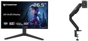 Acer Predator 27" WQHD 240Hz OLED Gaming Monitor, Height Adjustable Stand X27U W1bmiipprx. MSI MAG MT101G Gas Spring Monitor Arm, Supports 17-32" Screens, 22 lbs, VESA Compatible, Clamp & Grommet, Quick Release - Black Acer Predator 27" WQHD 240Hz OLED Gaming Monitor, Height Adjustable Stand X27U W1bmiipprx. MSI MAG MT101G Gas Spring Monitor Arm, Supports 17-32" Screens, 22 lbs, VESA Compatible, Clamp & Grommet, Quick Release - Black