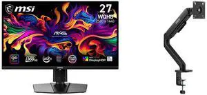 MSI 27" QHD 2K 1440P 360Hz FreeSync Premium Pro 0.03ms HDR400 USB-C OLED Gaming Monitor with Adjustable Stand & MSI MAG MT101G Gas Spring Monitor Stand Arm, Supports 17-32" Screens, 22 lbs, VESA Compatible, Clamp & Grommet, Quick Release - MSI 27" QHD 2K 1440P 360Hz FreeSync Premium Pro 0.03ms HDR400 USB-C OLED Gaming Monitor with Adjustable Stand & MSI MAG MT101G Gas Spring Monitor Stand Arm, Supports 17-32" Screens, 22 lbs, VESA Compatible, Clamp & Grommet, Quick Release -