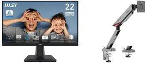 MSI 22" Full HD 100Hz IPS Monitor with Adaptive-Sync, 1ms, Low Blue Light, Flicker Free, Phone Slot Stand for Work/Gaming. Includes MSI MPG MT161R RGB Monitor Stand Arm, Supports 17-45" Screens, 35.2 lbs, VESA, Adjustable, Clamp/Grommet, Bl MSI 22" Full HD 100Hz IPS Monitor with Adaptive-Sync, 1ms, Low Blue Light, Flicker Free, Phone Slot Stand for Work/Gaming. Includes MSI MPG MT161R RGB Monitor Stand Arm, Supports 17-45" Screens, 35.2 lbs, VESA, Adjustable, Clamp/Grommet, Bl