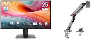 MSI 25" Full HD 120Hz IPS 1ms Monitor with Less Blue Light, Anti-Flicker, Anti-Glare, Built-In Speakers, Phone Stand PRO MP251 E2 & MSI MPG MT161R RGB Monitor Stand Arm, Supports 17-45" Screens, VESA Compatible, Adjustable, Black MSI 25" Full HD 120Hz IPS 1ms Monitor with Less Blue Light, Anti-Flicker, Anti-Glare, Built-In Speakers, Phone Stand PRO MP251 E2 & MSI MPG MT161R RGB Monitor Stand Arm, Supports 17-45" Screens, VESA Compatible, Adjustable, Black
