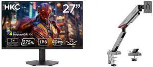 HKC 27" QHD 2K 275Hz Fast IPS 1ms HDR400 95% DCI-P3 Low Blue Light Gaming Monitor G27H4D + MSI MPG MT161R RGB Monitor Stand Arm, Supports 17-45" Screens, 35.2 lbs, VESA Compatible, Adjustable Mount, Clamp & Grommet, Quick Release - Black HKC 27" QHD 2K 275Hz Fast IPS 1ms HDR400 95% DCI-P3 Low Blue Light Gaming Monitor G27H4D + MSI MPG MT161R RGB Monitor Stand Arm, Supports 17-45" Screens, 35.2 lbs, VESA Compatible, Adjustable Mount, Clamp & Grommet, Quick Release - Black
