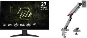 MSI 27" WQHD 2K 1440P 200Hz IPS Gaming Monitor MAG 274QF E20, AMD FreeSync & G-Sync Compatible, with MSI MPG MT161R RGB Monitor Stand Arm, supports 17-45" screens, 35.2 lbs, VESA, adjustable mount, clamp & grommet, quick release - Black MSI 27" WQHD 2K 1440P 200Hz IPS Gaming Monitor MAG 274QF E20, AMD FreeSync & G-Sync Compatible, with MSI MPG MT161R RGB Monitor Stand Arm, supports 17-45" screens, 35.2 lbs, VESA, adjustable mount, clamp & grommet, quick release - Black