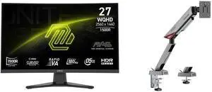 MSI 27" Gaming Monitor 2560x1440 180Hz VA WQHD 0.50ms FreeSync MAG 275CQF E18 + MSI MPG MT161R RGB Monitor Stand, Supports 17-45" Screens, 35.2 lbs, VESA, Adjustable Mount, Clamp & Grommet, Quick Release - Black MSI 27" Gaming Monitor 2560x1440 180Hz VA WQHD 0.50ms FreeSync MAG 275CQF E18 + MSI MPG MT161R RGB Monitor Stand, Supports 17-45" Screens, 35.2 lbs, VESA, Adjustable Mount, Clamp & Grommet, Quick Release - Black
