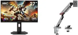 HKC 27" Dual Mode UHD 4K 160Hz Full HD 320Hz Fast IPS 1ms HDR400 95% DCI-P3 Low Blue Light Gaming Monitor, Height Adjustable, Pivot & Tilt Stand G27H7P. MSI MPG MT161R RGB Monitor Stand Arm, Supports 17-45" Screens, VESA Compatible, Black HKC 27" Dual Mode UHD 4K 160Hz Full HD 320Hz Fast IPS 1ms HDR400 95% DCI-P3 Low Blue Light Gaming Monitor, Height Adjustable, Pivot & Tilt Stand G27H7P. MSI MPG MT161R RGB Monitor Stand Arm, Supports 17-45" Screens, VESA Compatible, Black