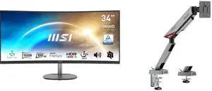 MSI 34" Ultrawide QHD 1440P 100Hz AMD FreeSync 1ms Anti-Flicker Low Blue Light 1500R Curved Monitor w/ Speakers Pro MP341CQ + MSI MPG MT161R RGB Monitor Stand, Supports 17-45" Screens, 35.2 lbs, VESA, Adjustable, Clamp & Grommet, Quick Rele MSI 34" Ultrawide QHD 1440P 100Hz AMD FreeSync 1ms Anti-Flicker Low Blue Light 1500R Curved Monitor w/ Speakers Pro MP341CQ + MSI MPG MT161R RGB Monitor Stand, Supports 17-45" Screens, 35.2 lbs, VESA, Adjustable, Clamp & Grommet, Quick Rele