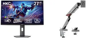 HKC G27M5 27" QD-Mini LED Gaming Monitor: 1440p, 320Hz, IPS, HDR1400, 1152-Zone, 1ms, DCI-P3 98%, Height Adjustable, DP 1.4, HDMI 2.1, Adaptive Sync. MSI MPG MT161R Stand: Supports 17-45", 35.2 lbs, VESA, Adjustable, Clamp & Grommet, Black HKC G27M5 27" QD-Mini LED Gaming Monitor: 1440p, 320Hz, IPS, HDR1400, 1152-Zone, 1ms, DCI-P3 98%, Height Adjustable, DP 1.4, HDMI 2.1, Adaptive Sync. MSI MPG MT161R Stand: Supports 17-45", 35.2 lbs, VESA, Adjustable, Clamp & Grommet, Black