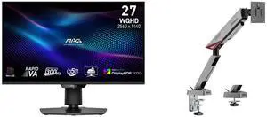 MSI 27" QHD 2K 1440P 300Hz Adaptive Sync 0.5ms HDR1000 Mini LED Gaming Monitor with Adjustable Stand MAG 274QPF X30MV + MSI MPG MT161R RGB Monitor Stand Arm, Supports 17-45" Screens, VESA Compatible, Adjustable Mount, Black MSI 27" QHD 2K 1440P 300Hz Adaptive Sync 0.5ms HDR1000 Mini LED Gaming Monitor with Adjustable Stand MAG 274QPF X30MV + MSI MPG MT161R RGB Monitor Stand Arm, Supports 17-45" Screens, VESA Compatible, Adjustable Mount, Black